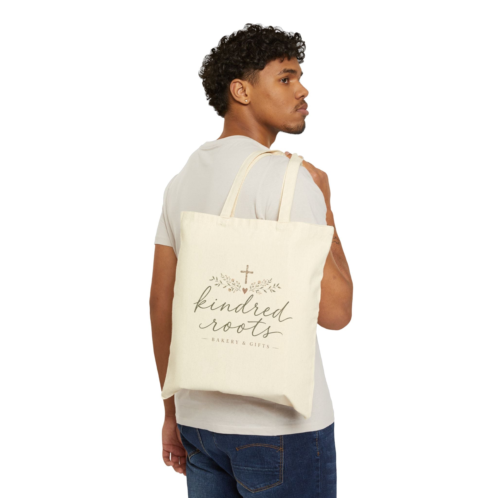 Farmers Market Cotton Tote — "Kindred Roots" Vintage Floral Grocery Bag