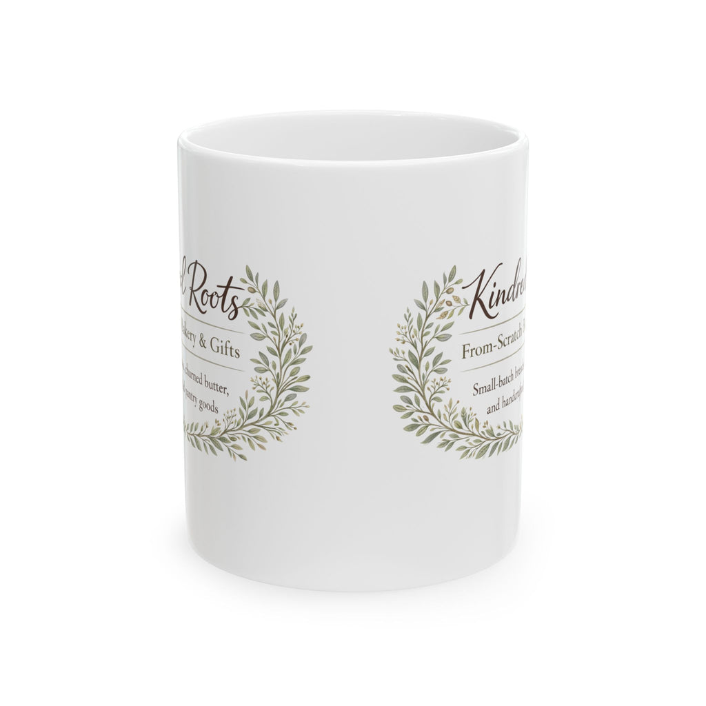 Kindred Roots Bakery Ceramic Mug — Rustic Farmhouse Coffee Cup (11oz & 15oz)